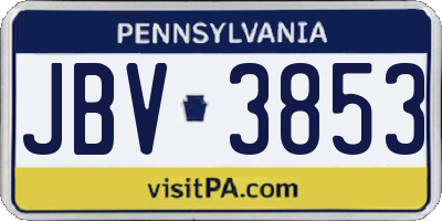 PA license plate JBV3853