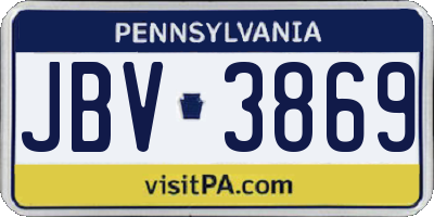 PA license plate JBV3869