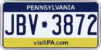PA license plate JBV3872