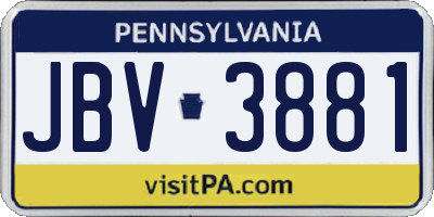 PA license plate JBV3881