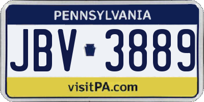 PA license plate JBV3889