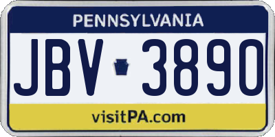 PA license plate JBV3890