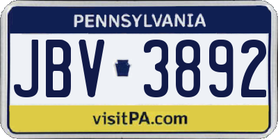 PA license plate JBV3892