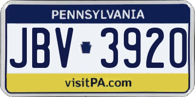 PA license plate JBV3920