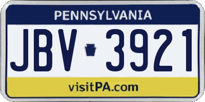 PA license plate JBV3921