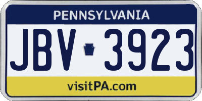PA license plate JBV3923