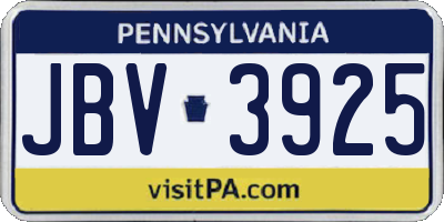 PA license plate JBV3925