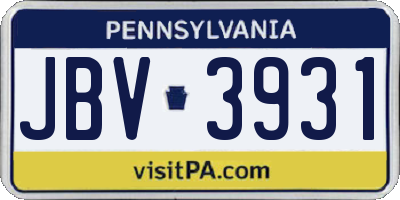 PA license plate JBV3931