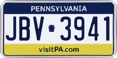 PA license plate JBV3941