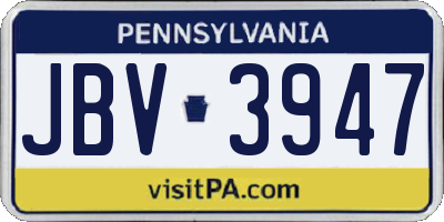 PA license plate JBV3947