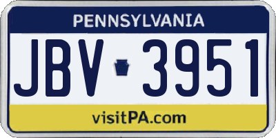 PA license plate JBV3951