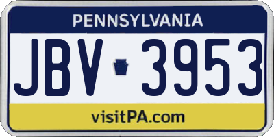 PA license plate JBV3953