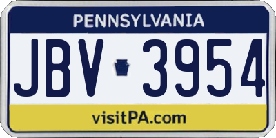 PA license plate JBV3954