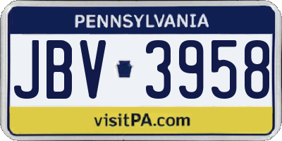 PA license plate JBV3958