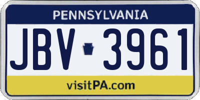 PA license plate JBV3961