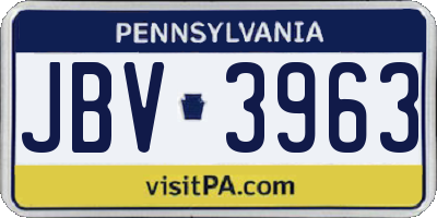 PA license plate JBV3963