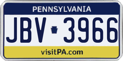 PA license plate JBV3966