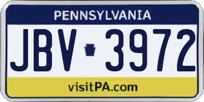 PA license plate JBV3972