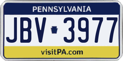 PA license plate JBV3977