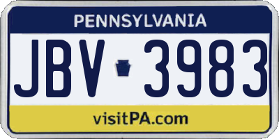 PA license plate JBV3983