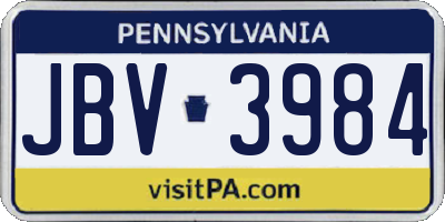 PA license plate JBV3984