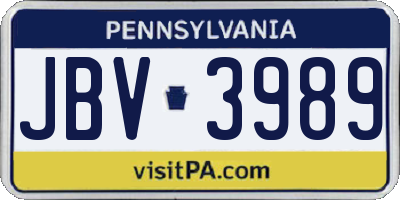 PA license plate JBV3989