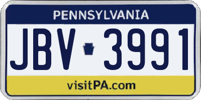 PA license plate JBV3991