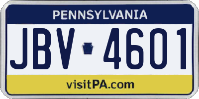 PA license plate JBV4601