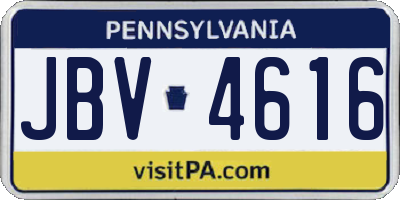 PA license plate JBV4616