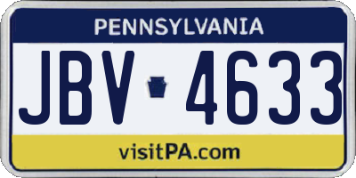 PA license plate JBV4633