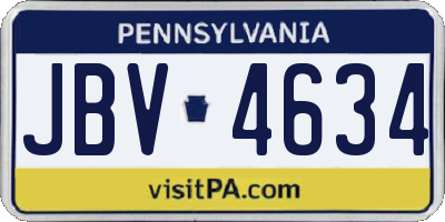 PA license plate JBV4634