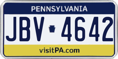 PA license plate JBV4642
