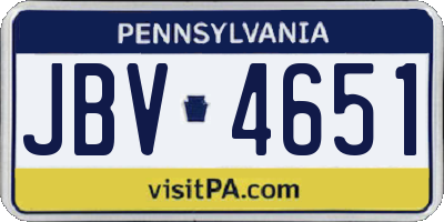PA license plate JBV4651