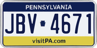 PA license plate JBV4671