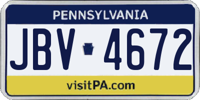 PA license plate JBV4672