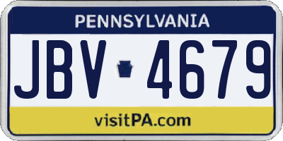 PA license plate JBV4679