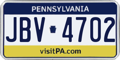 PA license plate JBV4702