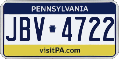 PA license plate JBV4722