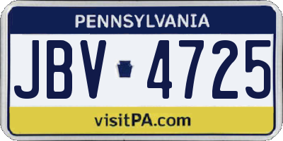 PA license plate JBV4725