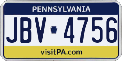 PA license plate JBV4756