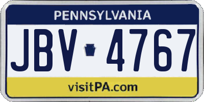 PA license plate JBV4767
