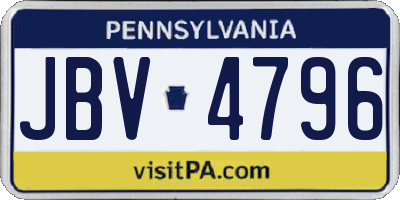 PA license plate JBV4796