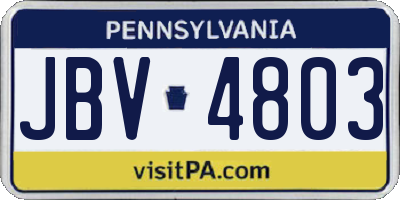 PA license plate JBV4803