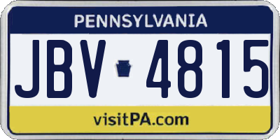 PA license plate JBV4815