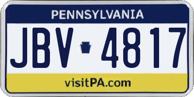 PA license plate JBV4817