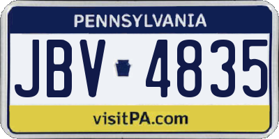 PA license plate JBV4835