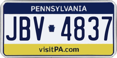PA license plate JBV4837