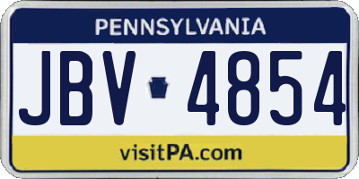 PA license plate JBV4854