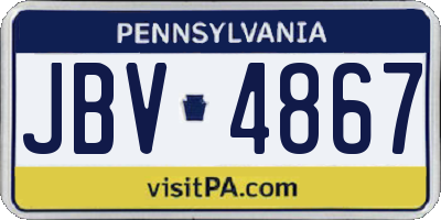 PA license plate JBV4867