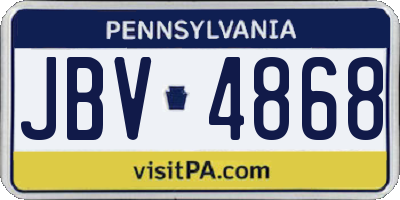 PA license plate JBV4868